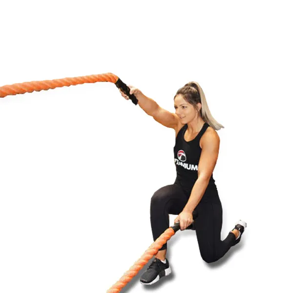 10 METRE ORANGE NYLON COVERED BATTLE ROPE - 38MM THICK