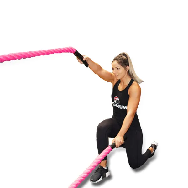 15 METRE PINK NYLON COVERED BATTLE ROPE - 38MM THICK