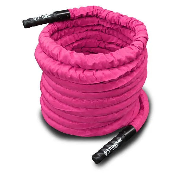 15 METRE PINK NYLON COVERED BATTLE ROPE - 38MM THICK