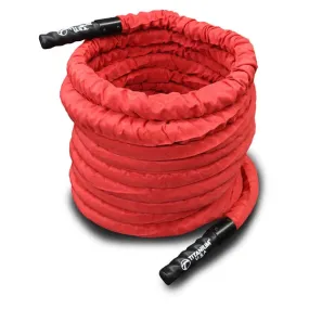 15 METRE RED NYLON COVERED BATTLE ROPE - 38MM THICK