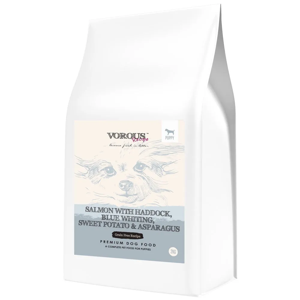 '30% OFF(Exp Apr 25) FREE GIFT': Vorous Salmon With Haddock, Blue Whiting, Sweet Potato & Asparagus Puppy Grain-Free Dry Dog Food