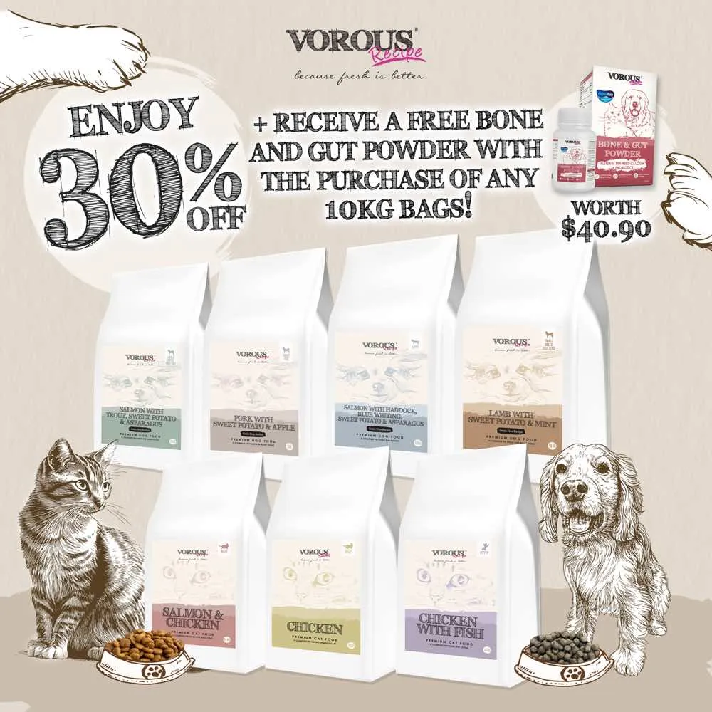 '30% OFF(Exp Apr 25) FREE GIFT': Vorous Salmon With Haddock, Blue Whiting, Sweet Potato & Asparagus Puppy Grain-Free Dry Dog Food