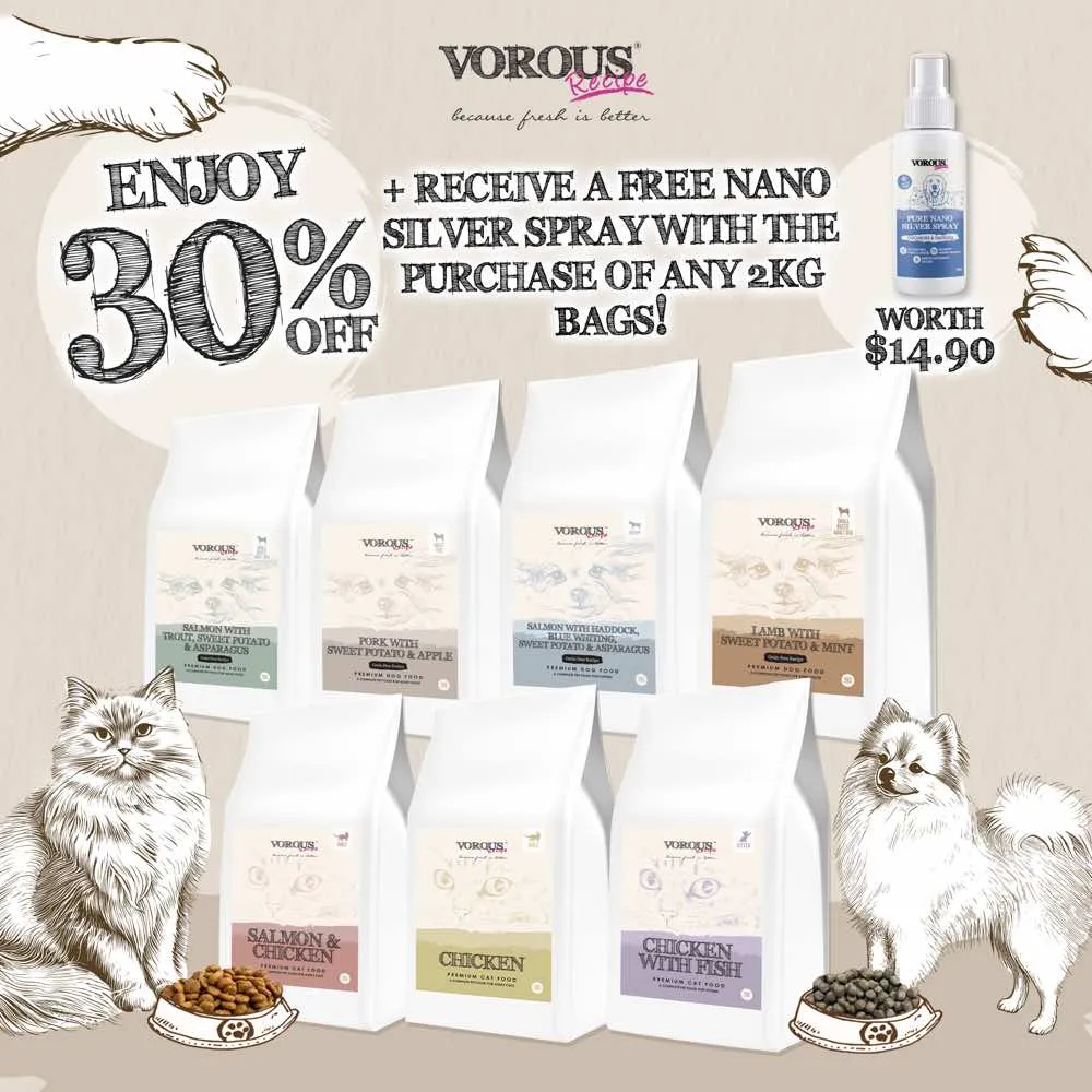 '30% OFF(Exp Apr 25) FREE GIFT': Vorous Salmon With Haddock, Blue Whiting, Sweet Potato & Asparagus Puppy Grain-Free Dry Dog Food