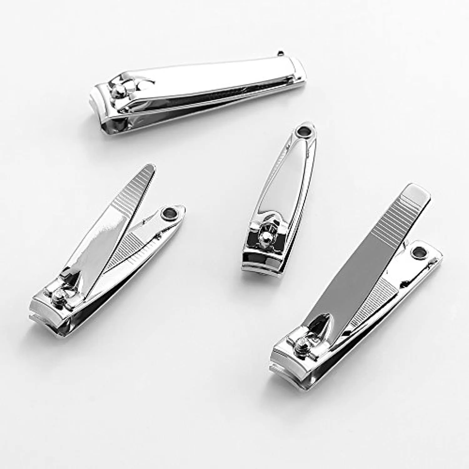 4 Pcs Nail Clippers For Fingernails and Tonenail by QLL - Swing Out Nail Cleaner/File - Sharpest Stainless Steel Clipper - Wide Easy Press Lever - Best Quality Nail Cutter
