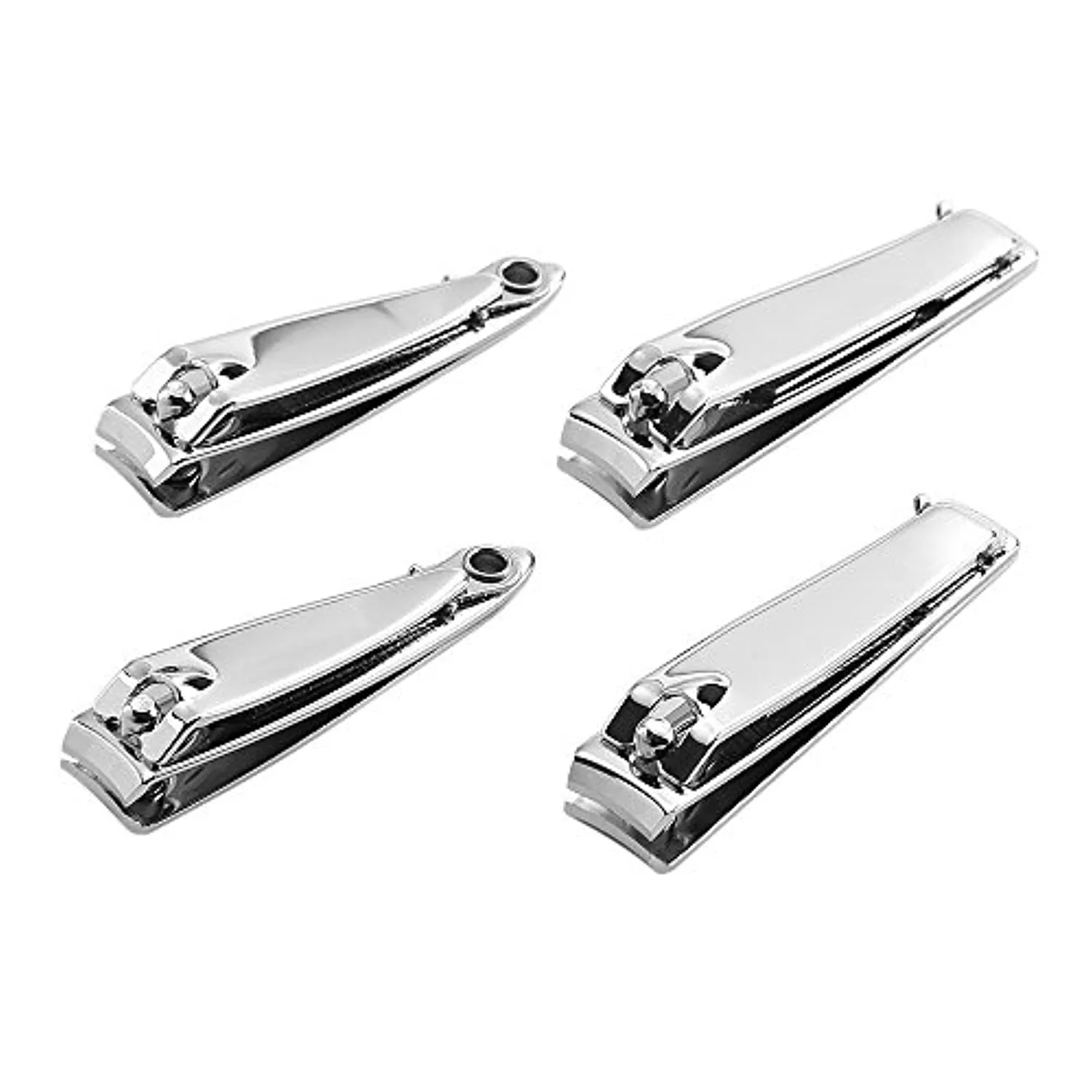 4 Pcs Nail Clippers For Fingernails and Tonenail by QLL - Swing Out Nail Cleaner/File - Sharpest Stainless Steel Clipper - Wide Easy Press Lever - Best Quality Nail Cutter