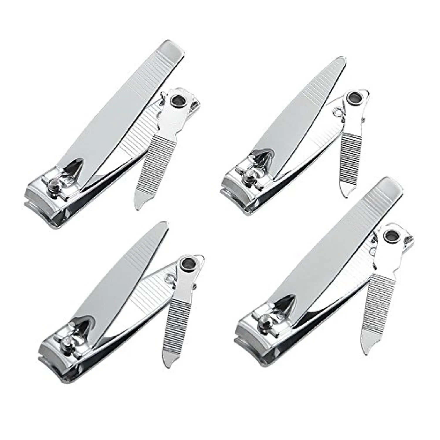 4 Pcs Nail Clippers For Fingernails and Tonenail by QLL - Swing Out Nail Cleaner/File - Sharpest Stainless Steel Clipper - Wide Easy Press Lever - Best Quality Nail Cutter