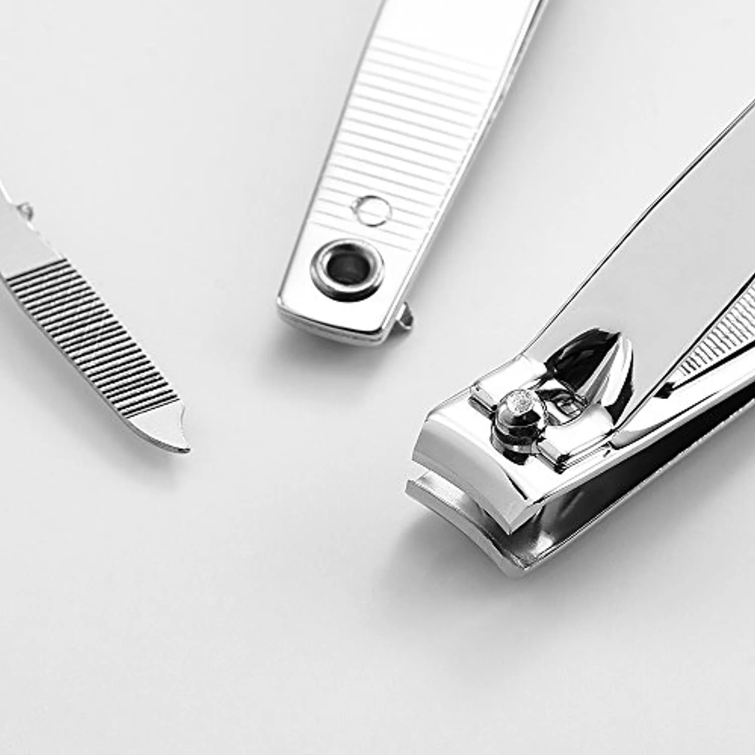 4 Pcs Nail Clippers For Fingernails and Tonenail by QLL - Swing Out Nail Cleaner/File - Sharpest Stainless Steel Clipper - Wide Easy Press Lever - Best Quality Nail Cutter