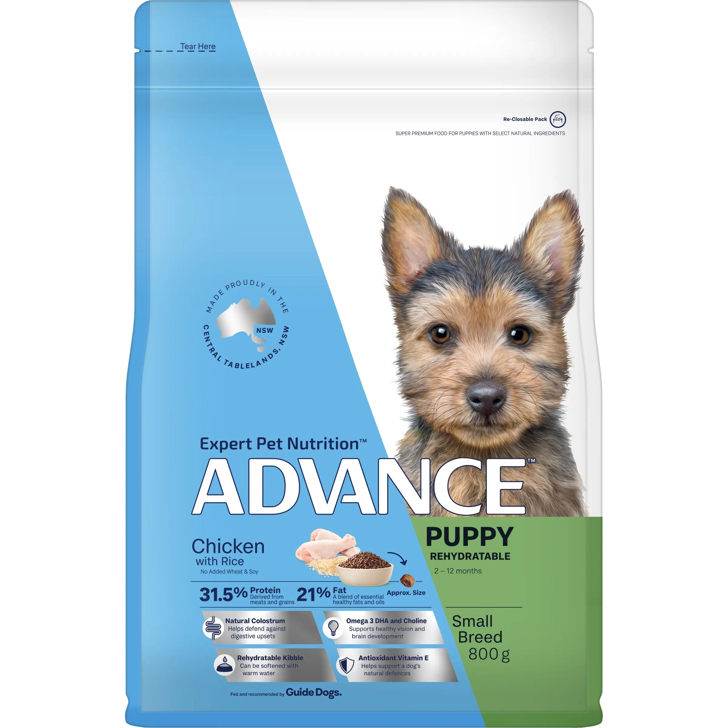 Advance Chicken and Rice Small Breed Puppy Rehydratable Dry Food 800G^^^