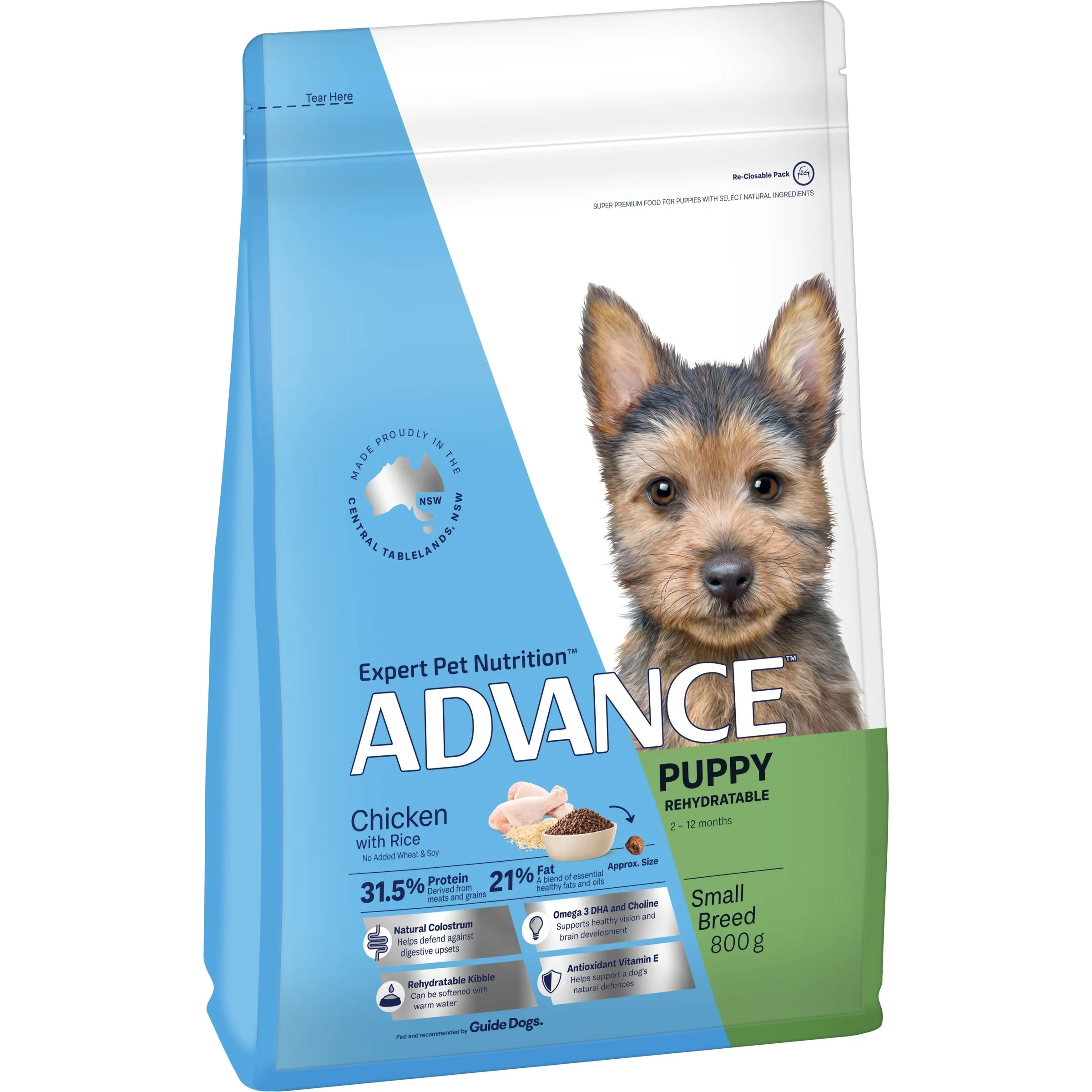 Advance Chicken and Rice Small Breed Puppy Rehydratable Dry Food 800G^^^