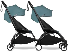 Babyzen YOYO Connect Double Stroller 6  / 6  Bundle - Black / Aqua