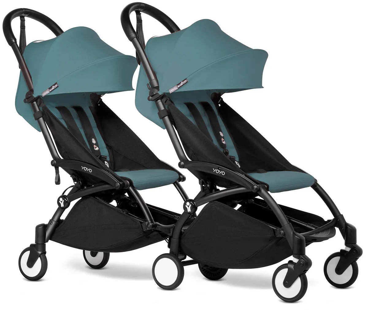 Babyzen YOYO Connect Double Stroller 6  / 6  Bundle - Black / Aqua