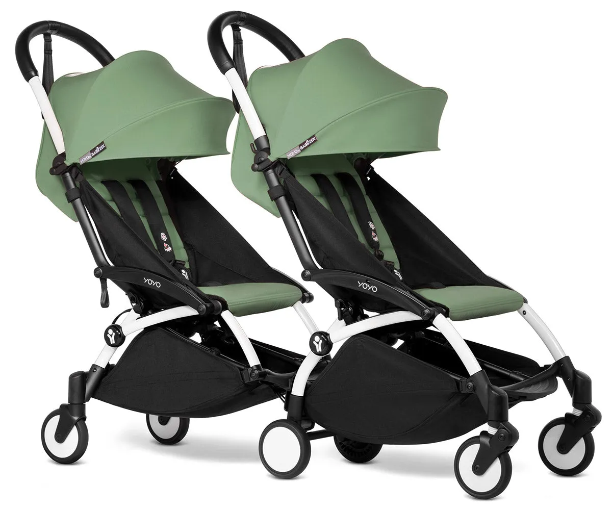 Babyzen YOYO Connect Double Stroller 6  / 6  Bundle - White / Peppermint