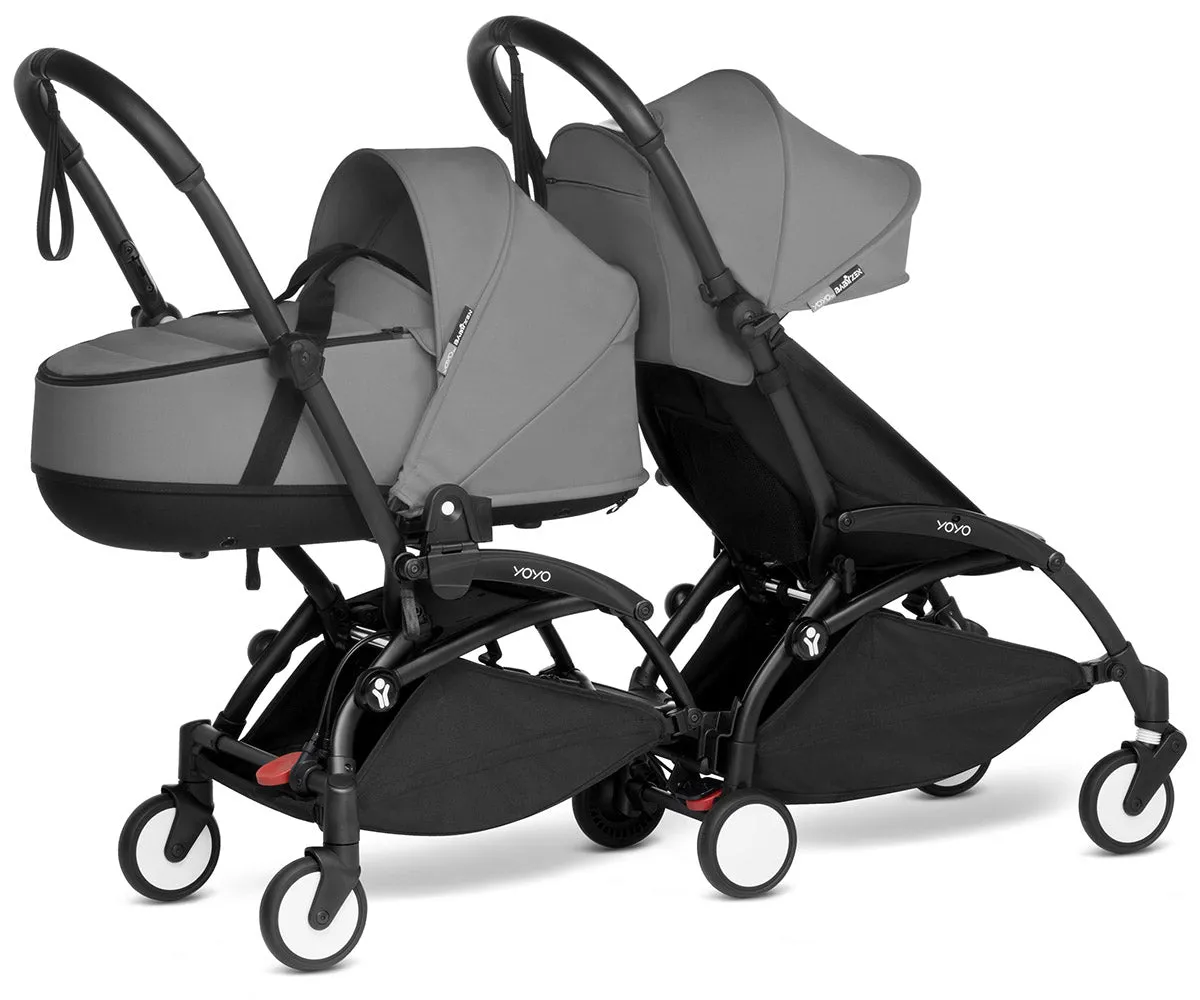 Babyzen YOYO Connect Double Stroller Bassinet / 6  Bundle - Black / Grey