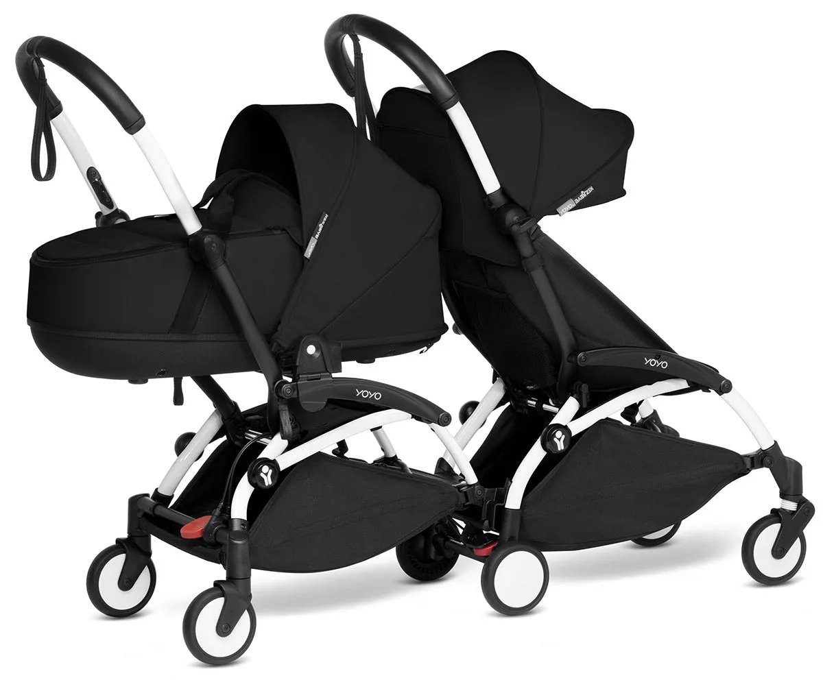 Babyzen YOYO Connect Double Stroller Bassinet / 6  Bundle - White / Black