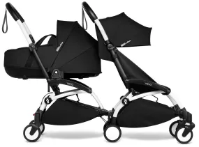Babyzen YOYO Connect Double Stroller Bassinet / 6  Bundle - White / Black