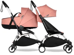 Babyzen YOYO Connect Double Stroller Bassinet / 6  Bundle - White / Ginger