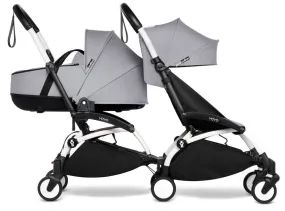 Babyzen YOYO Connect Double Stroller Bassinet / 6  Bundle - White / Stone