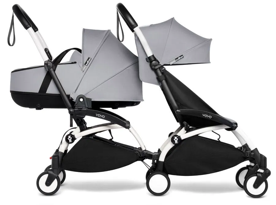 Babyzen YOYO Connect Double Stroller Bassinet / 6  Bundle - White / Stone