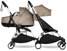 Babyzen YOYO Connect Double Stroller Bassinet / 6  Bundle - White / Taupe