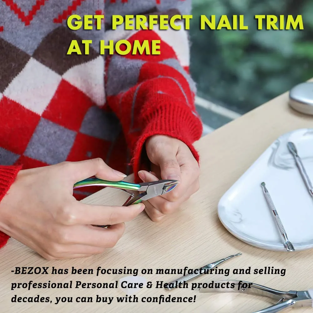 BEZOX Portable Nail Clipper - Toenail Clippers with Surgical Stainless Steel Suitable for Thick Fingernail Toenail Rainbow