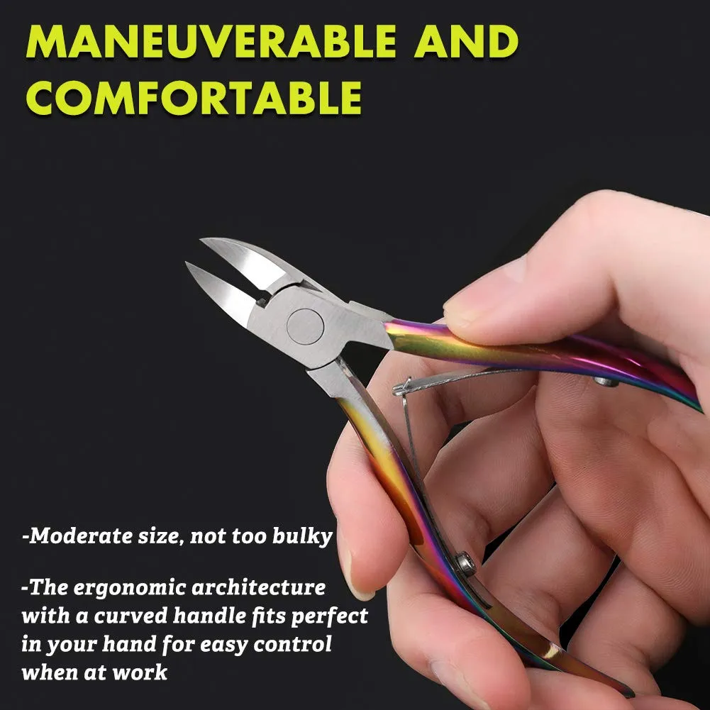 BEZOX Portable Nail Clipper - Toenail Clippers with Surgical Stainless Steel Suitable for Thick Fingernail Toenail Rainbow