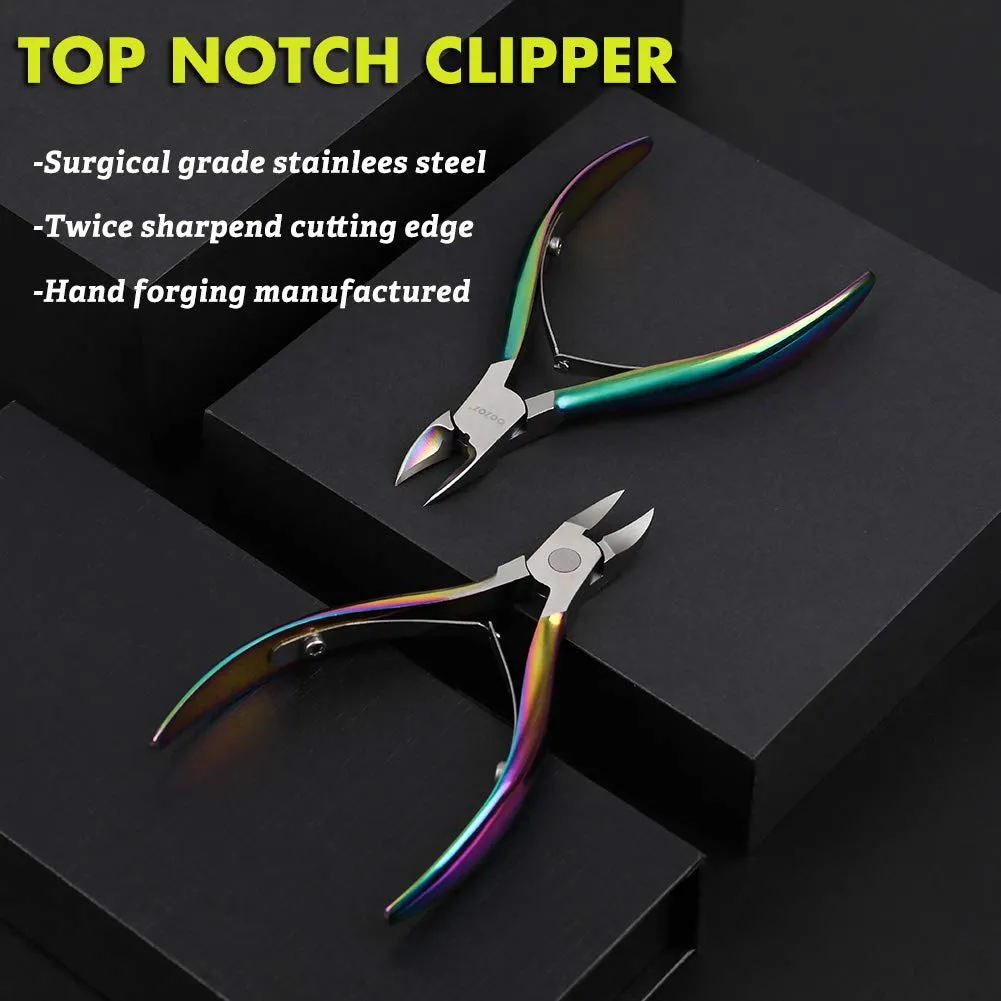 BEZOX Portable Nail Clipper - Toenail Clippers with Surgical Stainless Steel Suitable for Thick Fingernail Toenail Rainbow