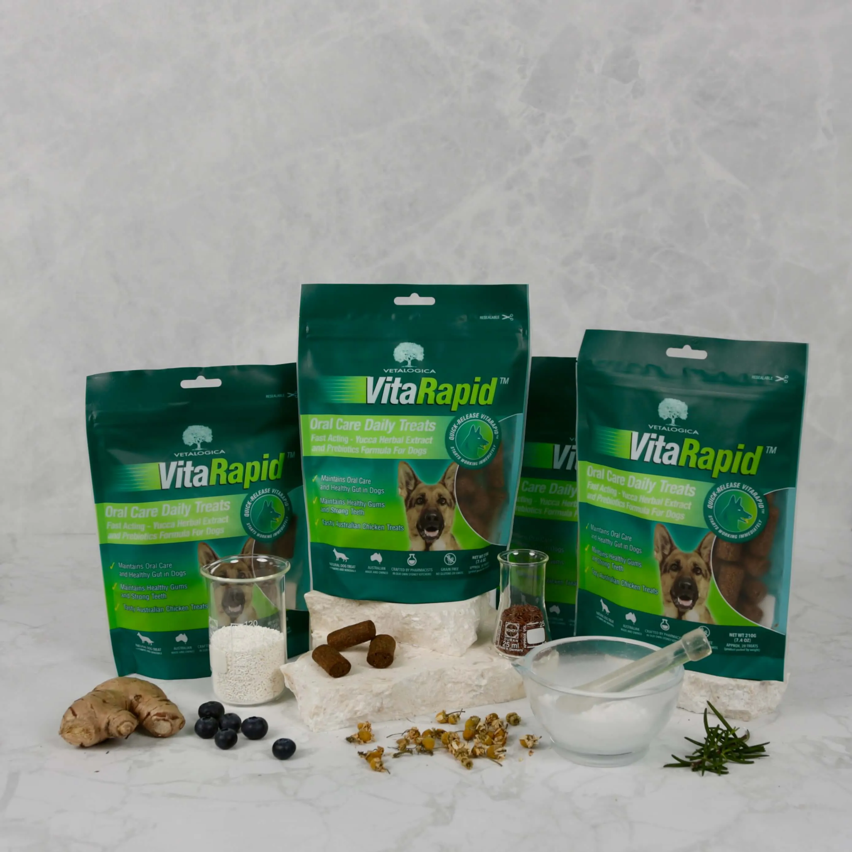 Bundle Pack of 4 x VitaRapid® Oral Care Daily Treats For Dogs 210g