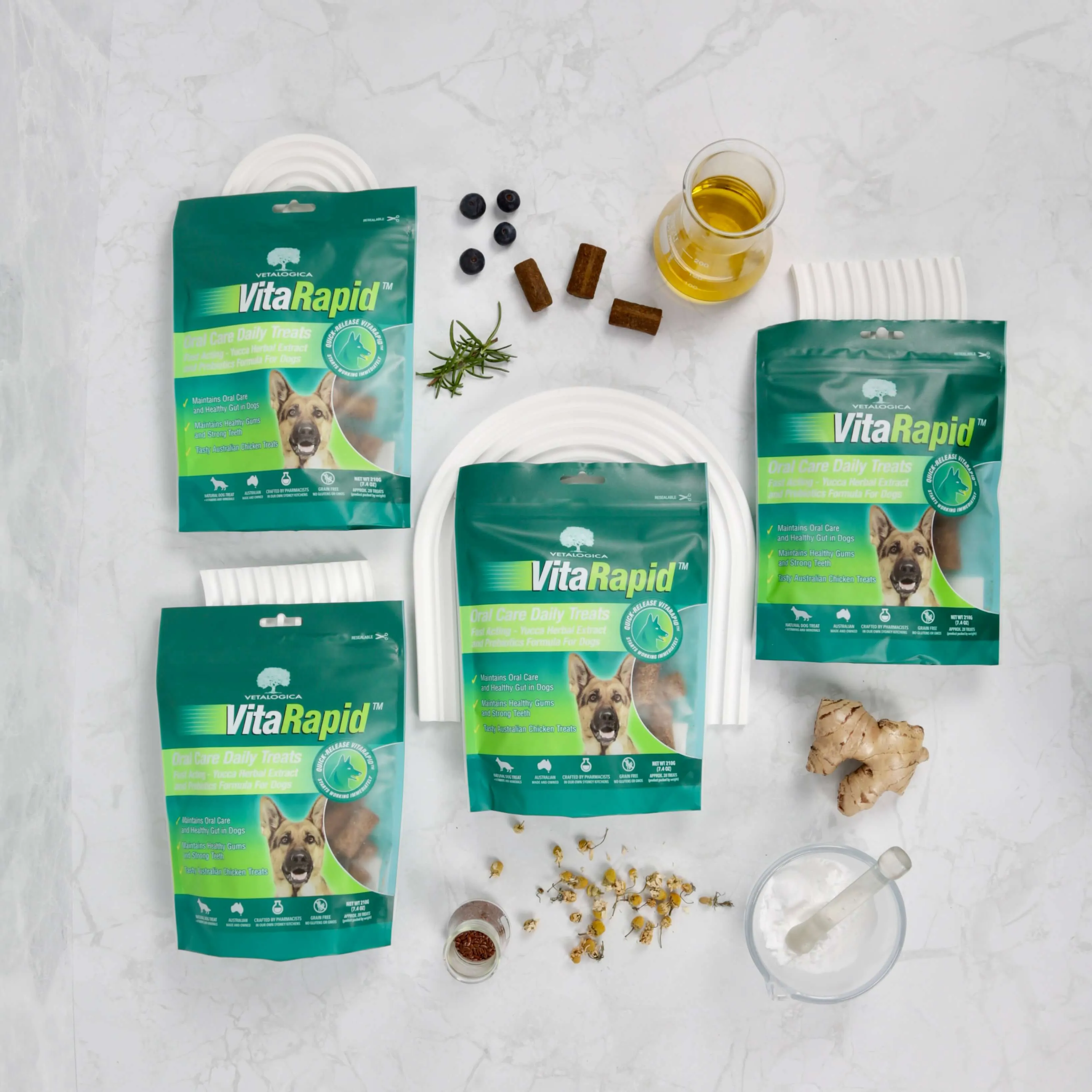 Bundle Pack of 4 x VitaRapid® Oral Care Daily Treats For Dogs 210g