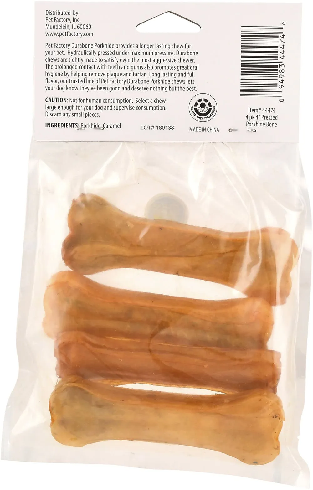 Classic Essentials Pressed Porkhide Durabone Chews, 4 pack