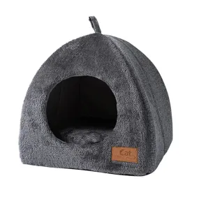 Cozy Winter Cat Bed - Plush Foldable Pet House for Cats and Small Dogs