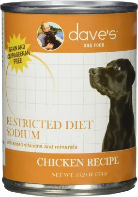 Dave's Pet Food Restricted Sodium Diet Chicken Recipe 13.2-oz, Case Of 12, Wet Dog Food
