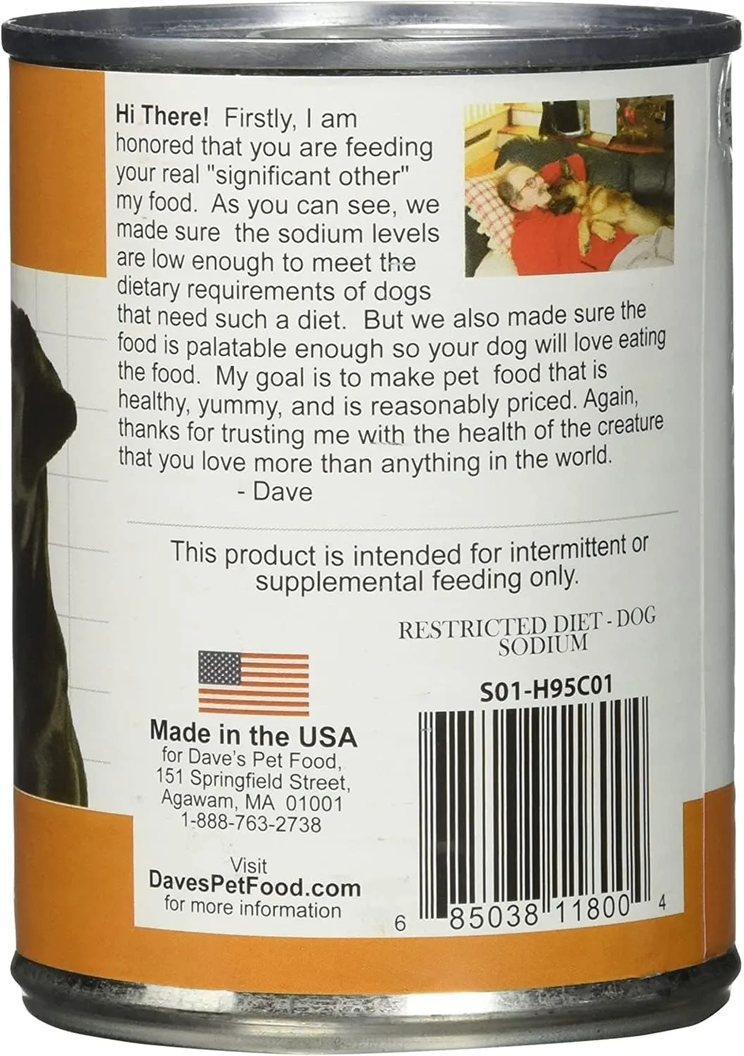 Dave's Pet Food Restricted Sodium Diet Chicken Recipe 13.2-oz, Case Of 12, Wet Dog Food