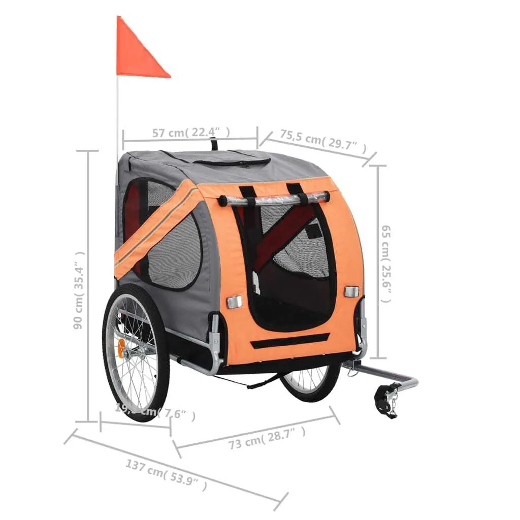 Dog Bike Trailer Orange & Grey