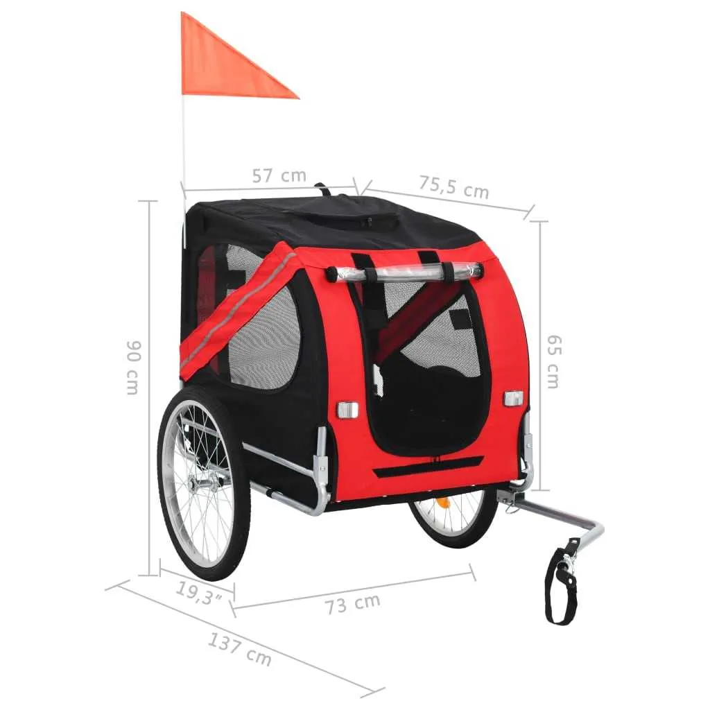 Dog Bike Trailer Red & Black