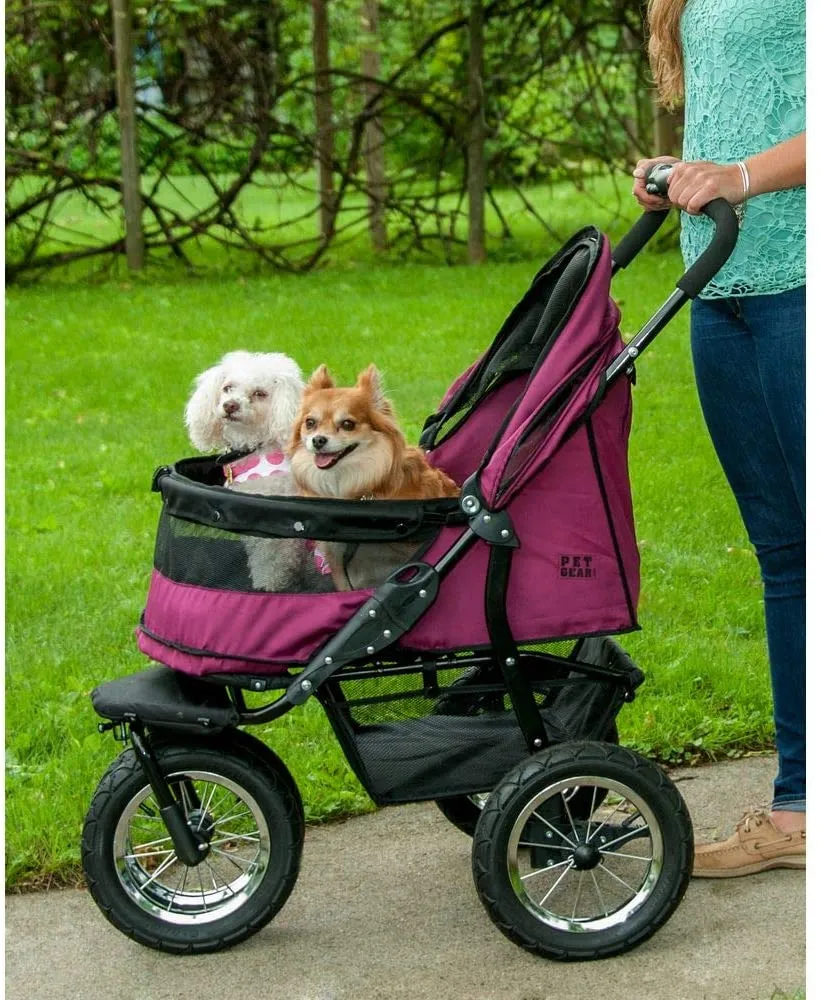 Double Pet Stroller - Zipperless Entry - Pet Gear No-Zip Double Pet Stroller