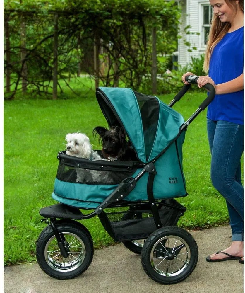 Double Pet Stroller - Zipperless Entry - Pet Gear No-Zip Double Pet Stroller