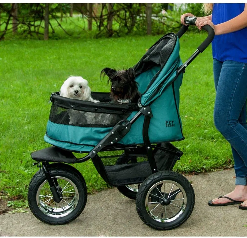 Double Pet Stroller - Zipperless Entry - Pet Gear No-Zip Double Pet Stroller