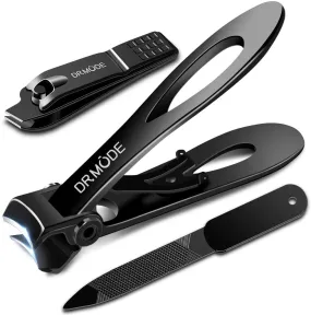 DR. MODE Nail Clippers Easy Grip 360 Degree Rotary Toenail Clippers for Men,Stainless Steel Long Handle Fingernail Clippers Sharp Blade Nail Cutters Trimmer with Nail File