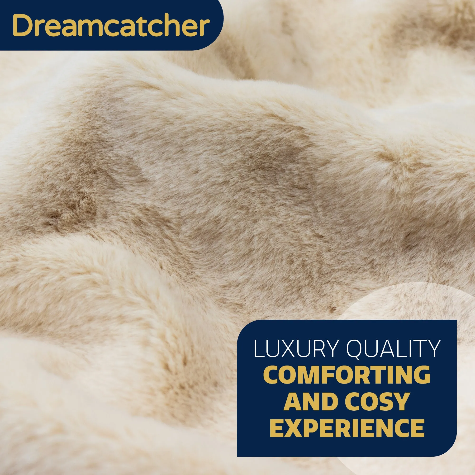 Dreamcatcher Faux Fur Throw Blanket 160 x 130 cm Soft Fleece Blanket - Cream