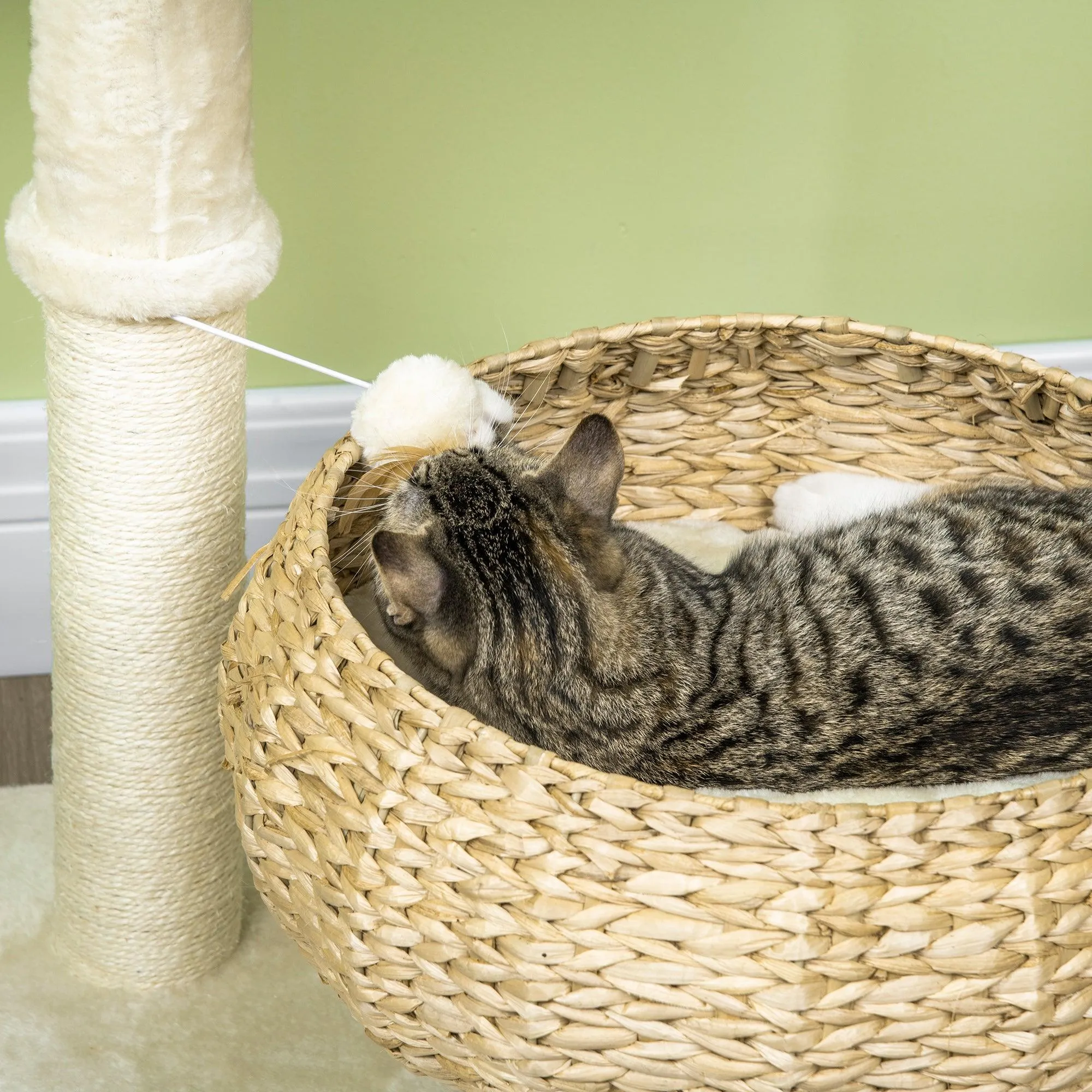 Elegant Cat Tree with Two Beds - Beige