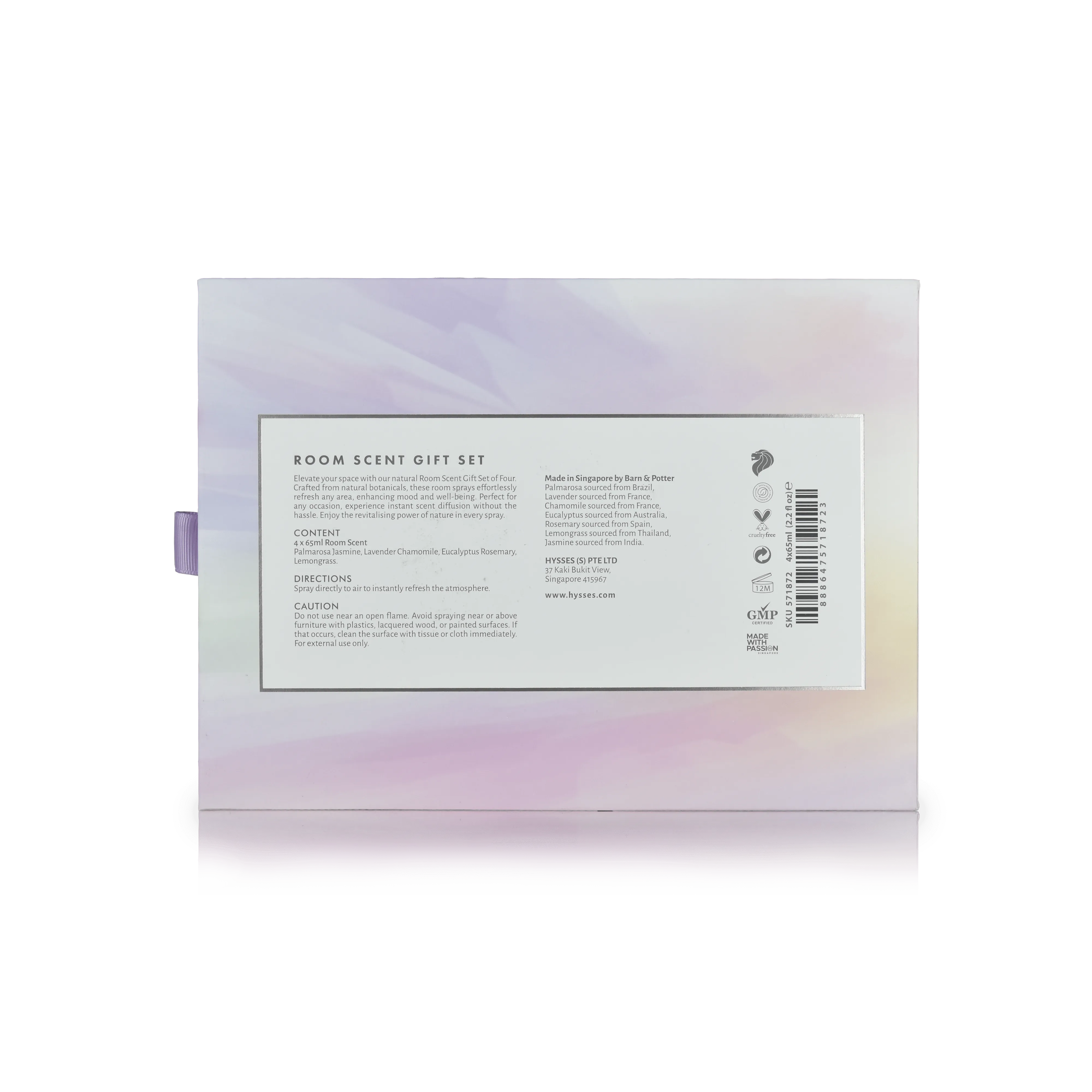 Gift Set Of 4 Room Scent, 65ml (Palmarosa Jasmine, Lavender Chamomile, Eucalyptus Rosemary, Lemongrass)