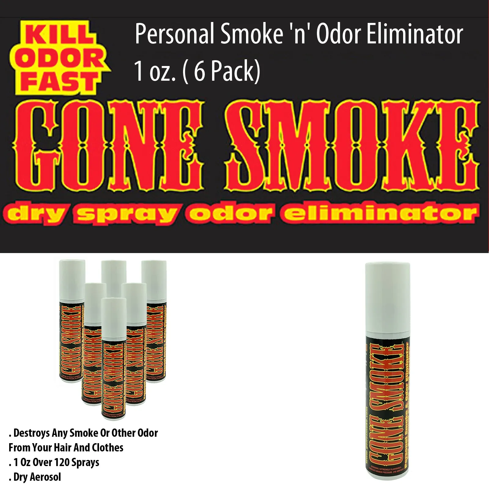 Gone Smoke Personal Smoke 'n' Odor Eliminator, 1 oz. ( 6 Pack)