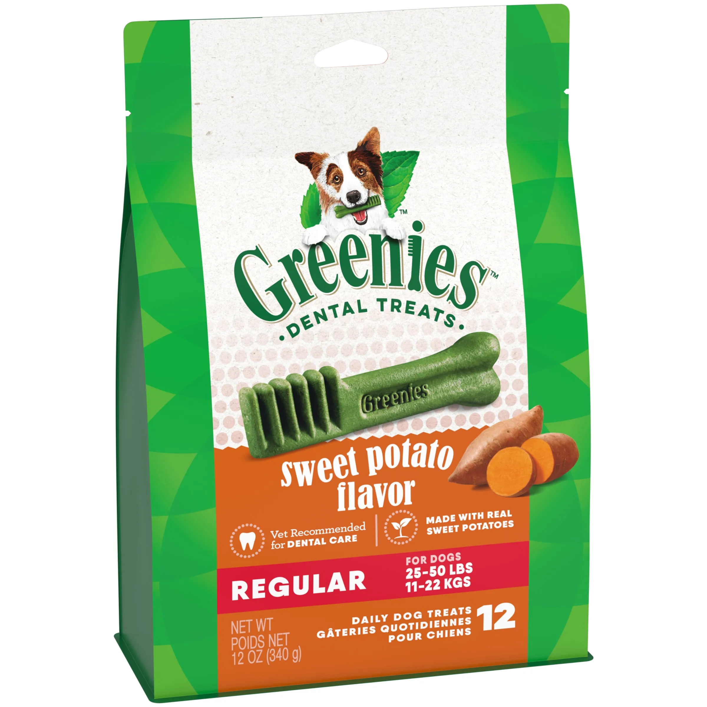 Greenies Dog Sweet Potato Dental Health Treats for Regular Dogs 340g