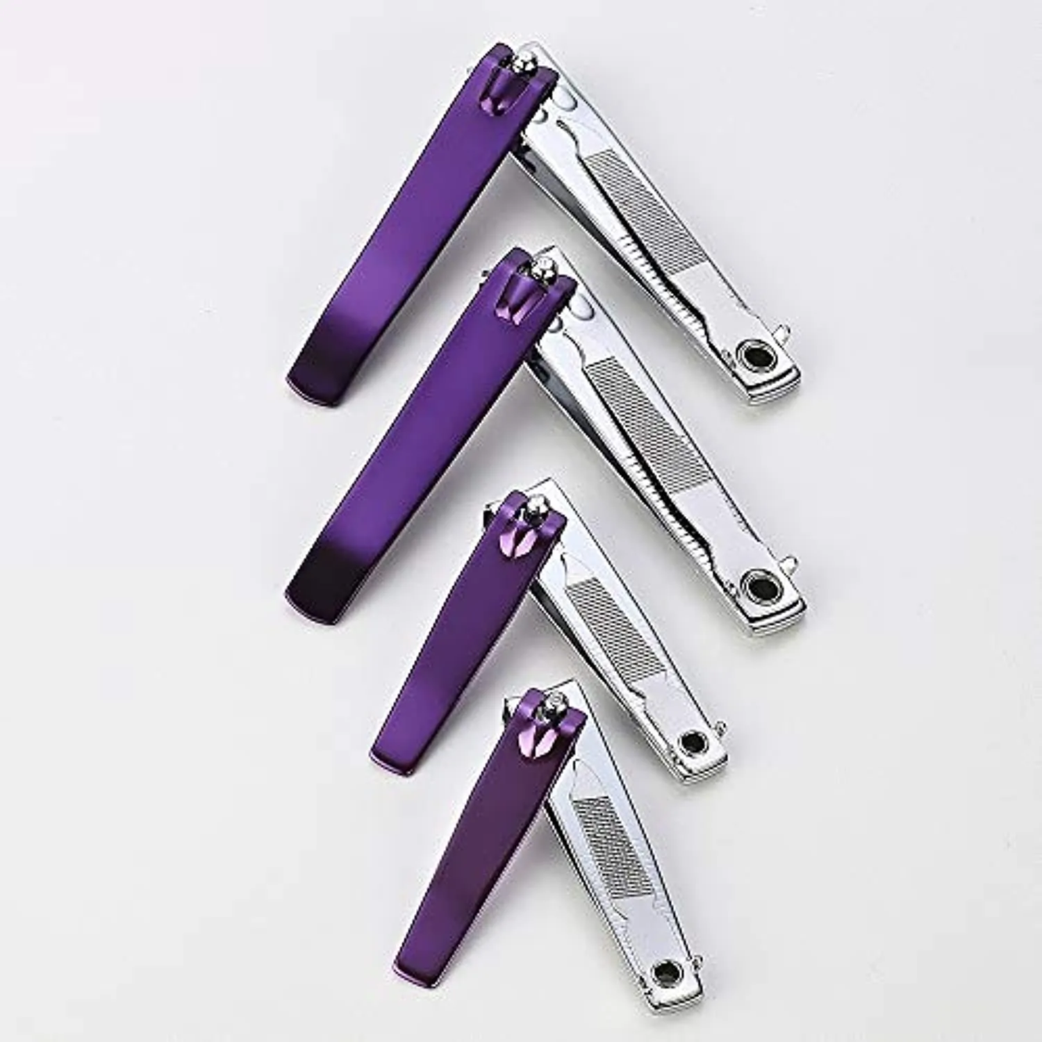 JXS 4 Pcs Purple Nail Clippers, Fingernail and Toenail Clipper, Sharp and Durable Nail Cutter with Nail File