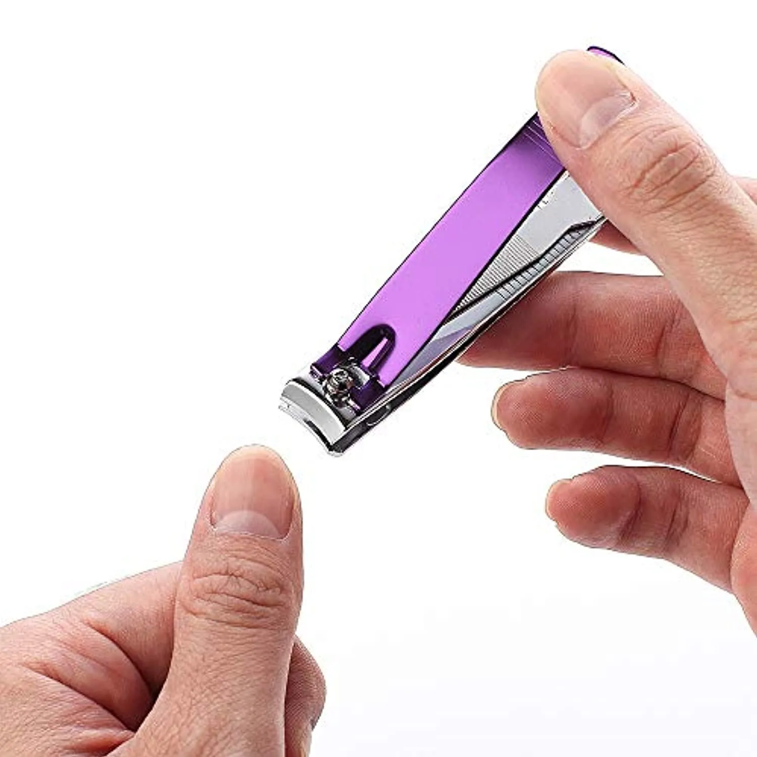 JXS 4 Pcs Purple Nail Clippers, Fingernail and Toenail Clipper, Sharp and Durable Nail Cutter with Nail File