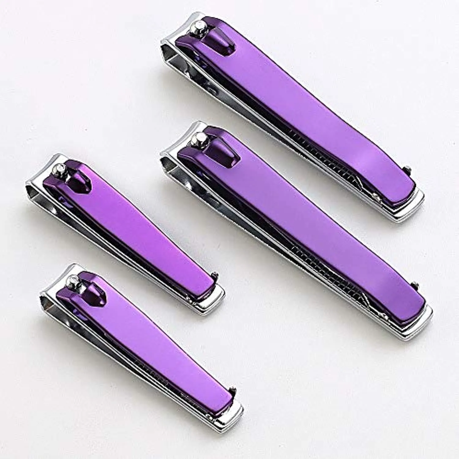 JXS 4 Pcs Purple Nail Clippers, Fingernail and Toenail Clipper, Sharp and Durable Nail Cutter with Nail File