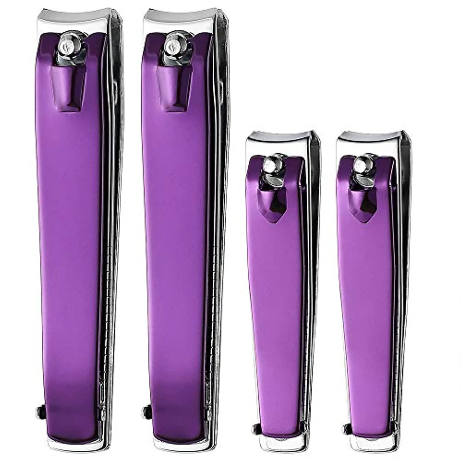 JXS 4 Pcs Purple Nail Clippers, Fingernail and Toenail Clipper, Sharp and Durable Nail Cutter with Nail File