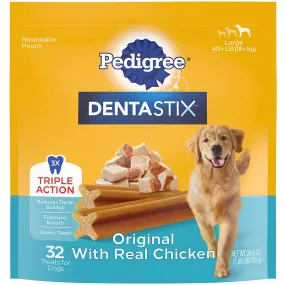 PEDIGREE DENTASTIX Large Dog Dental Treats Original Flavor Dental Bones Pack (32 Treats)