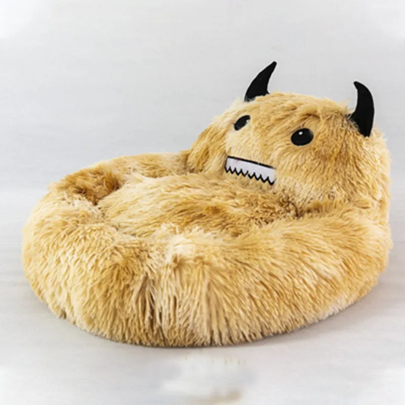 Plush Little Monsters Round Pet Bed