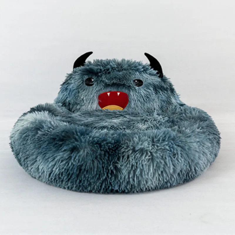Plush Little Monsters Round Pet Bed